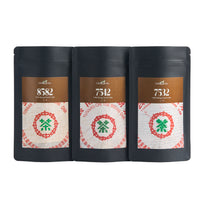 The teas of the Factory Code Set in their Global Tea Hut pouches