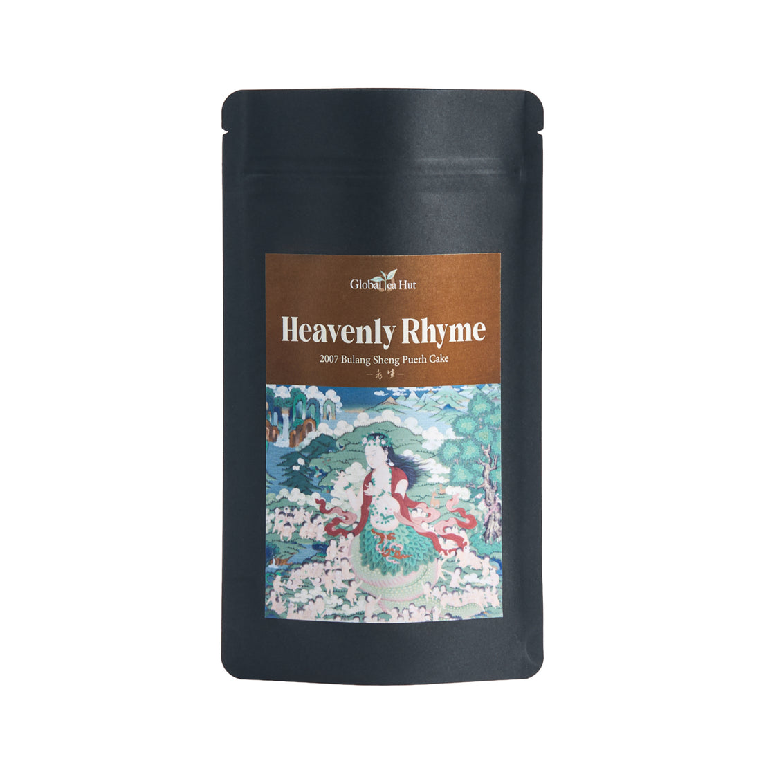 Heavenly Rhyme sheng puerh in its Global Tea Hut pouch