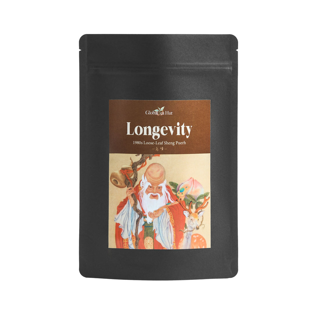 Longevity sheng puerh in its Global Tea Hut pouch