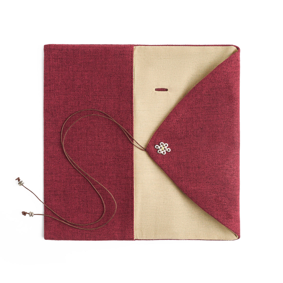 Dark Red cotton tea scoop bag detail