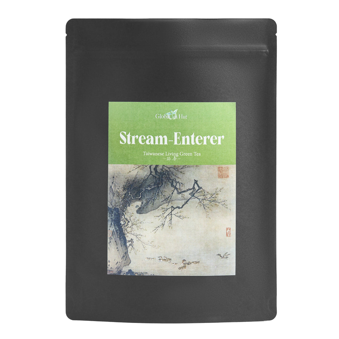 Stream-Enterer green tea in its Global Tea Hut pouch