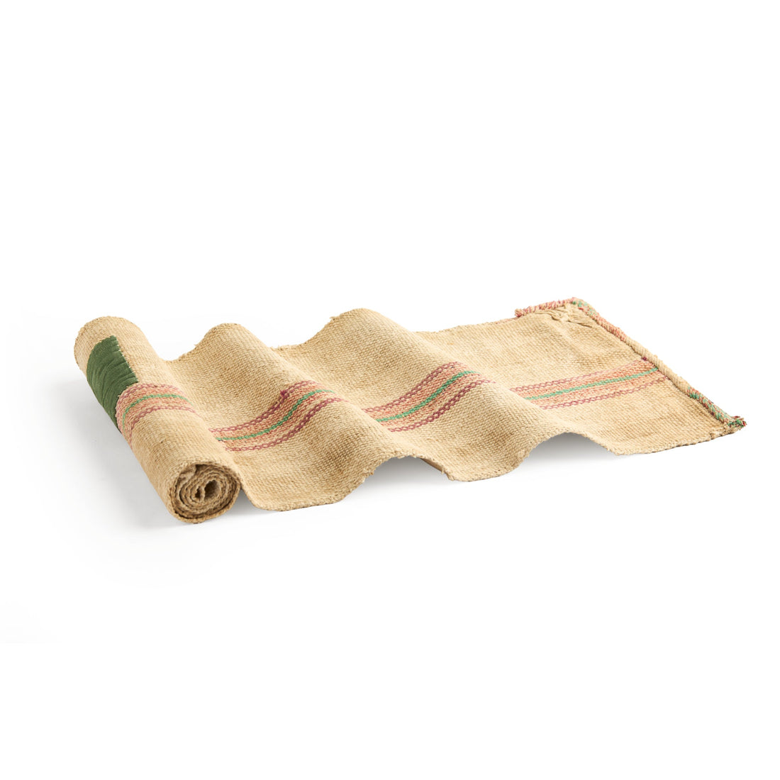 Vintage Green Stripe Rice Sack Chabu draped