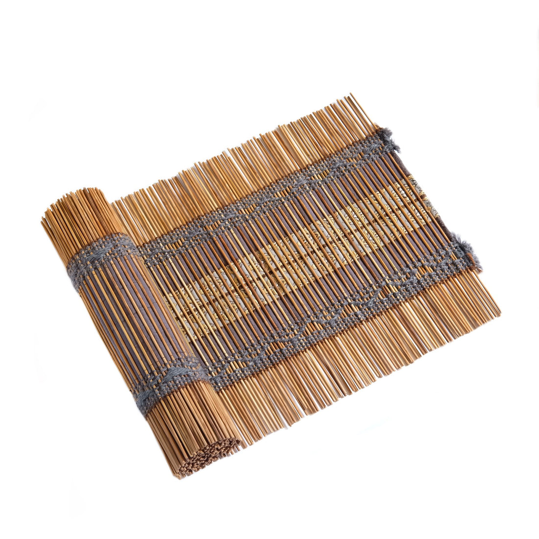 Awakening, a handwoven bamboo and cotton chabu, laid out