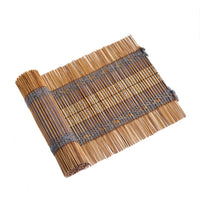 Awakening, a handwoven bamboo and cotton chabu, laid out