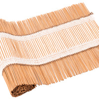 Beginnings, a handwoven bamboo and cotton chabu, laid out