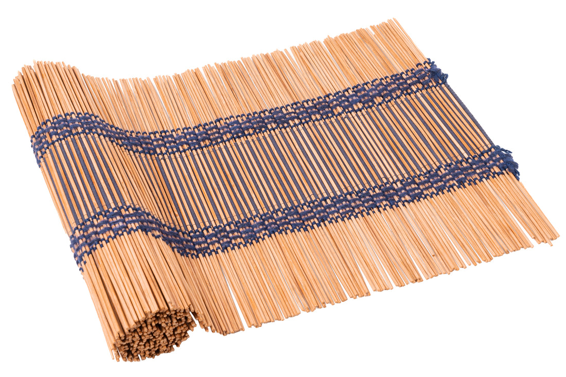 Clarity, a handwoven bamboo and cotton chabu, laid out