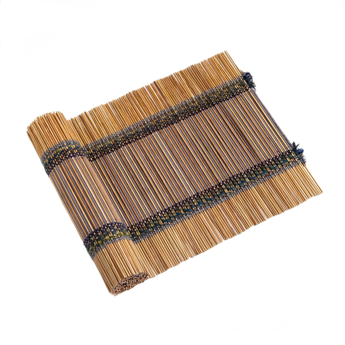 Forest Stream, a handwoven bamboo and cotton chabu, laid out
