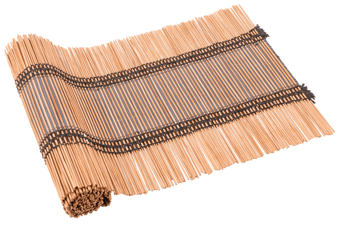 Moonlit Threads, a handwoven bamboo and cotton chabu, laid out