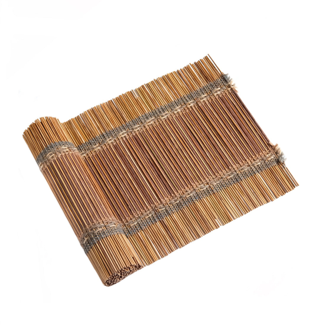 Mountain Hut, a handwoven bamboo and cotton chabu, laid out
