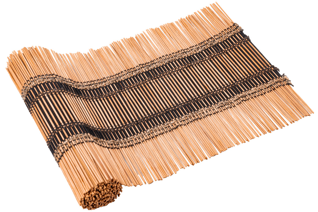 Presence, a handwoven bamboo and cotton chabu, laid out
