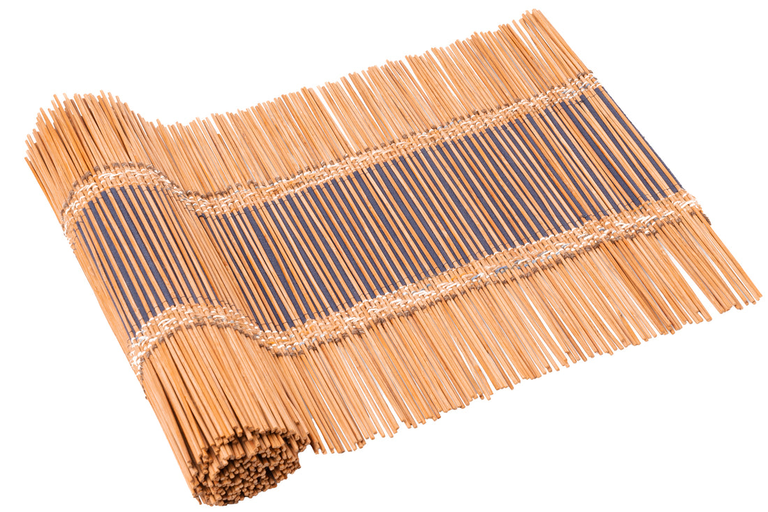 Returning Home, a handwoven bamboo and cotton chabu, laid out